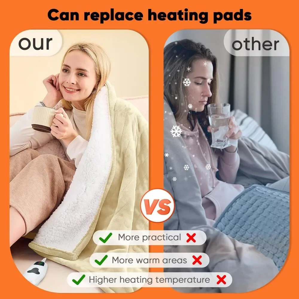 Heated Blanket Electric Throw 50